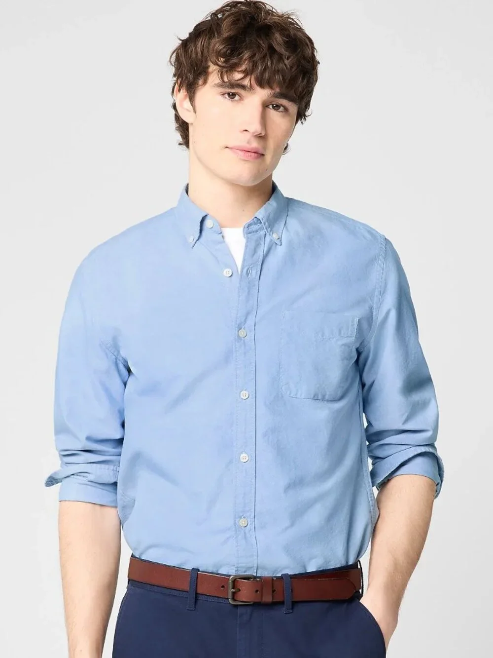J Crew Classic-Fit Everyday Oxford Shirt Light Blue Cross Dye Medium NWT